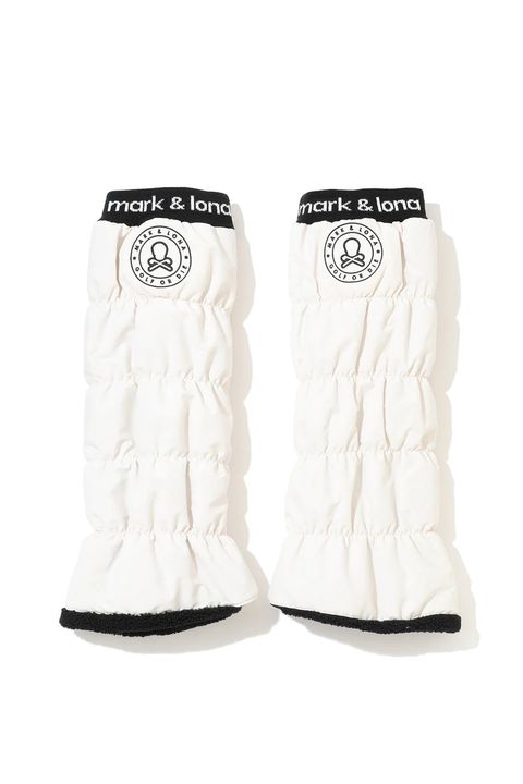 NODE PUFFY ZIP ON LEG WARMERS / サークルスカル刺繍 裏ボア レッグウォーマー (ホワイト)