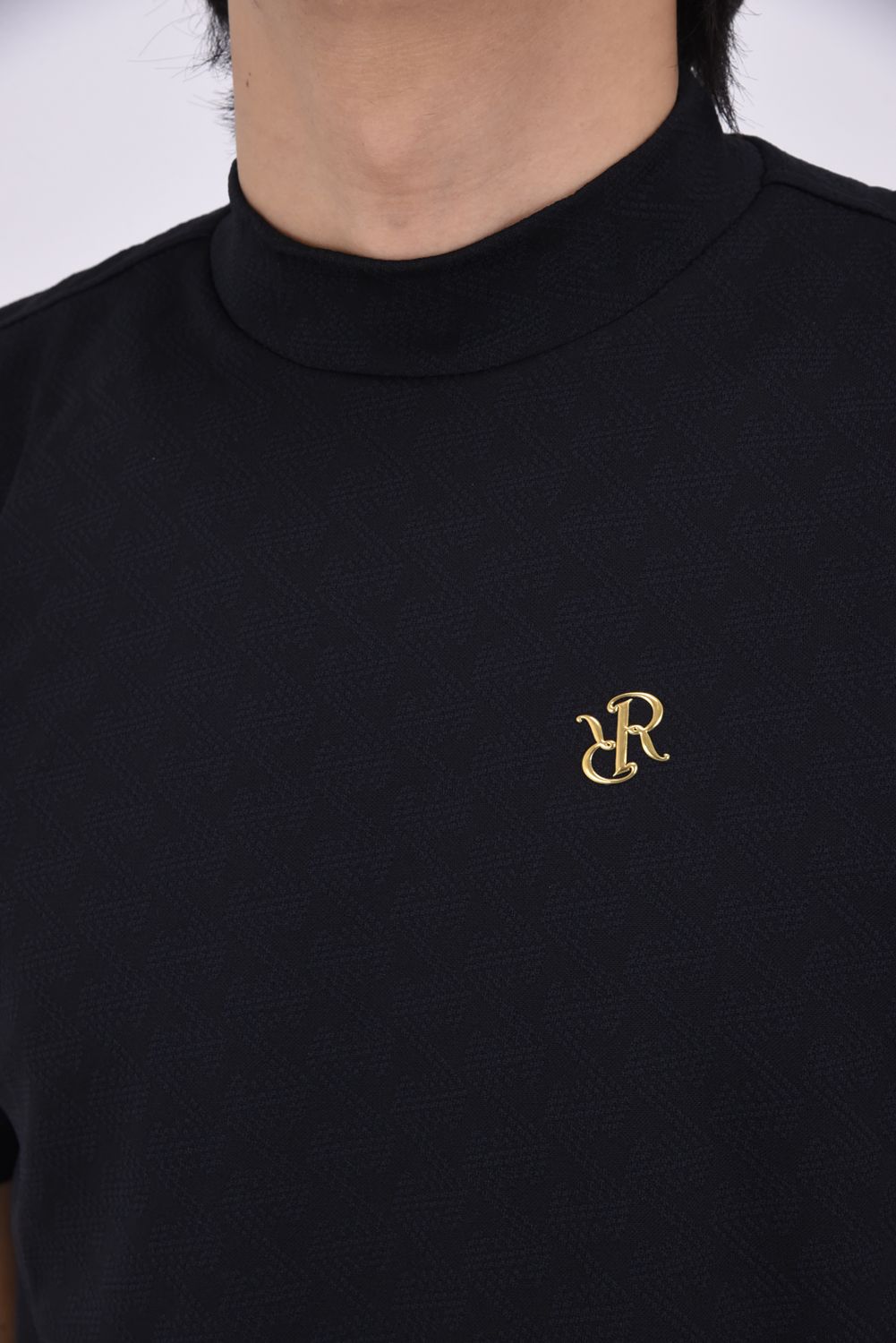 【26SS】 MENS GM JACQUARD MOCK NECK / ジャガード モックネックTシャツ (ブラック）*