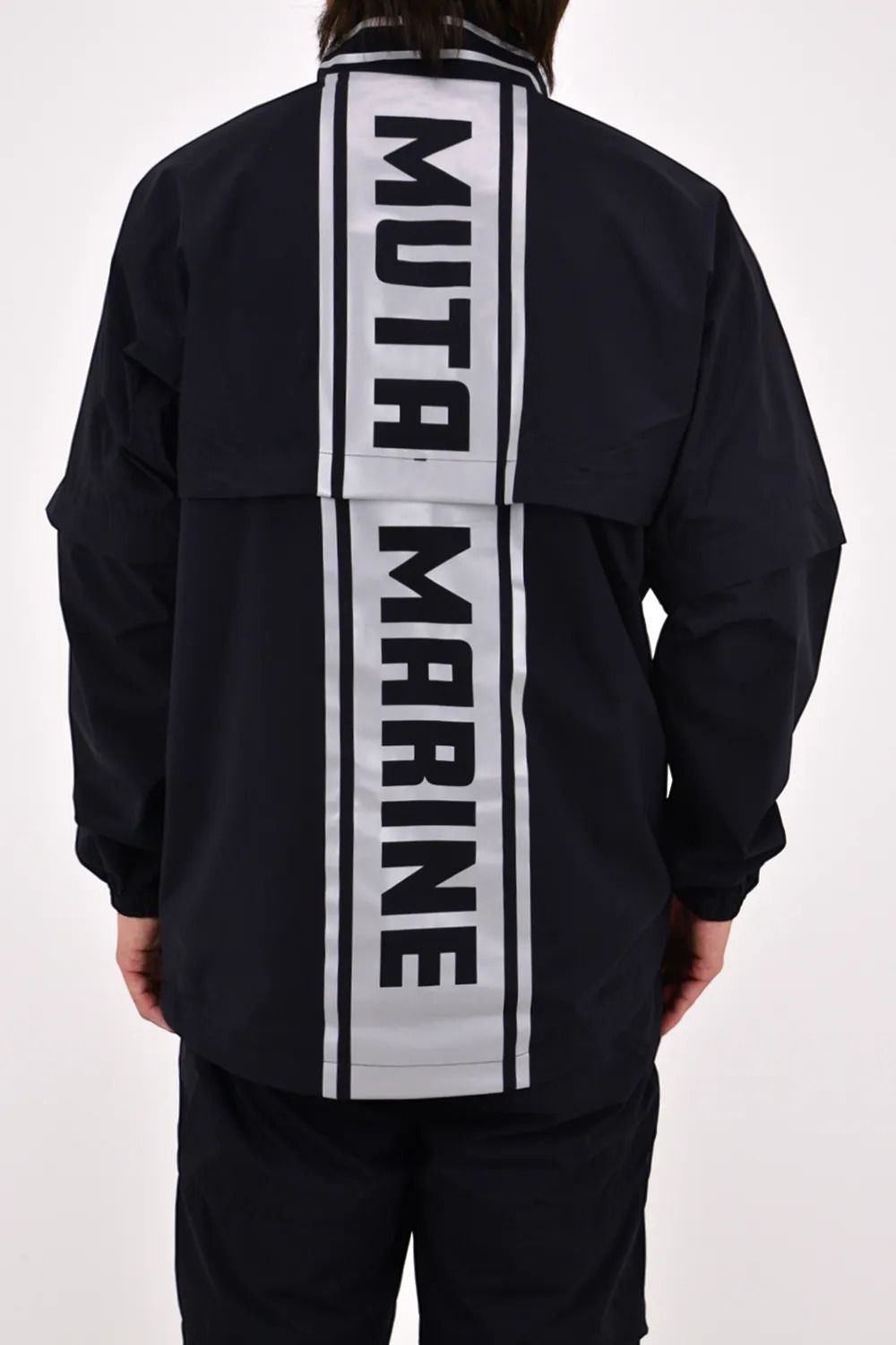 【26SS】 2WAY RAIN JACKET / バックロゴ 袖切り替え 2WAYレインジャケット (ブラック)
