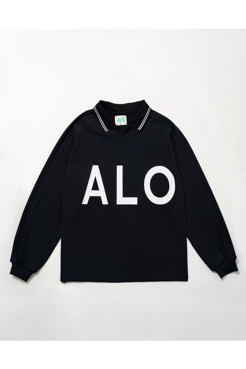 【2025AW】 ʻAlapaina Vneck Polo L/S(Big ALOHA) / ビッグアロハロゴ ロングスリーブ Vネックポロシャツ (ブラック)