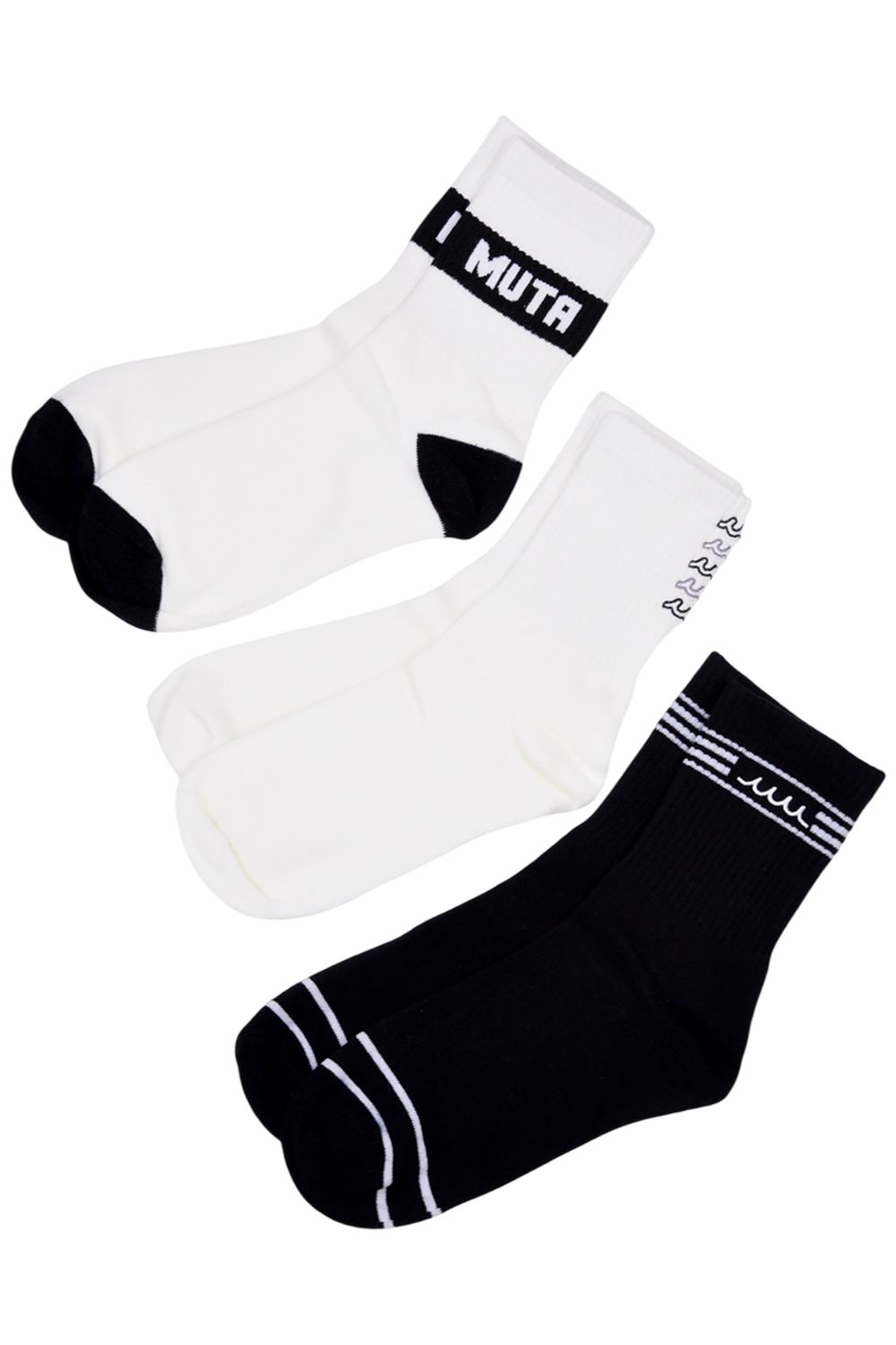 【26AW】【プレゼント好適品】 3PACK CREW SOCKS / 3枚セット ブランドロゴ クルーソックス (ホワイト/ブラック)
