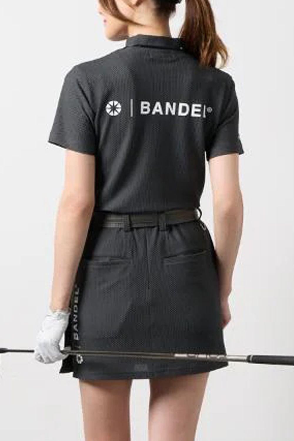 【26SS】 【レディース】 DRY WAFFLE STRETCH MOCK NECK / ドライワッフル ブランドロゴ モックネックTシャツ (チャコールグレー)