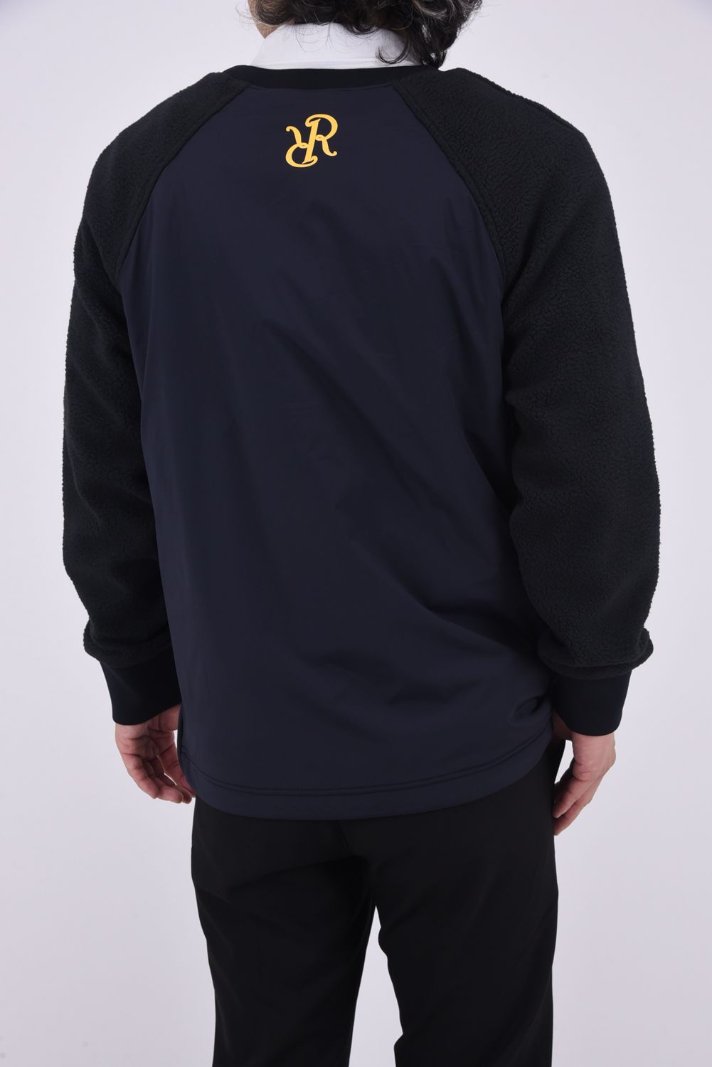 MENS WIND BLOCK BOA CREW NECK / ウィンドブロック ボア クルーネックブルゾン (ブラック)
