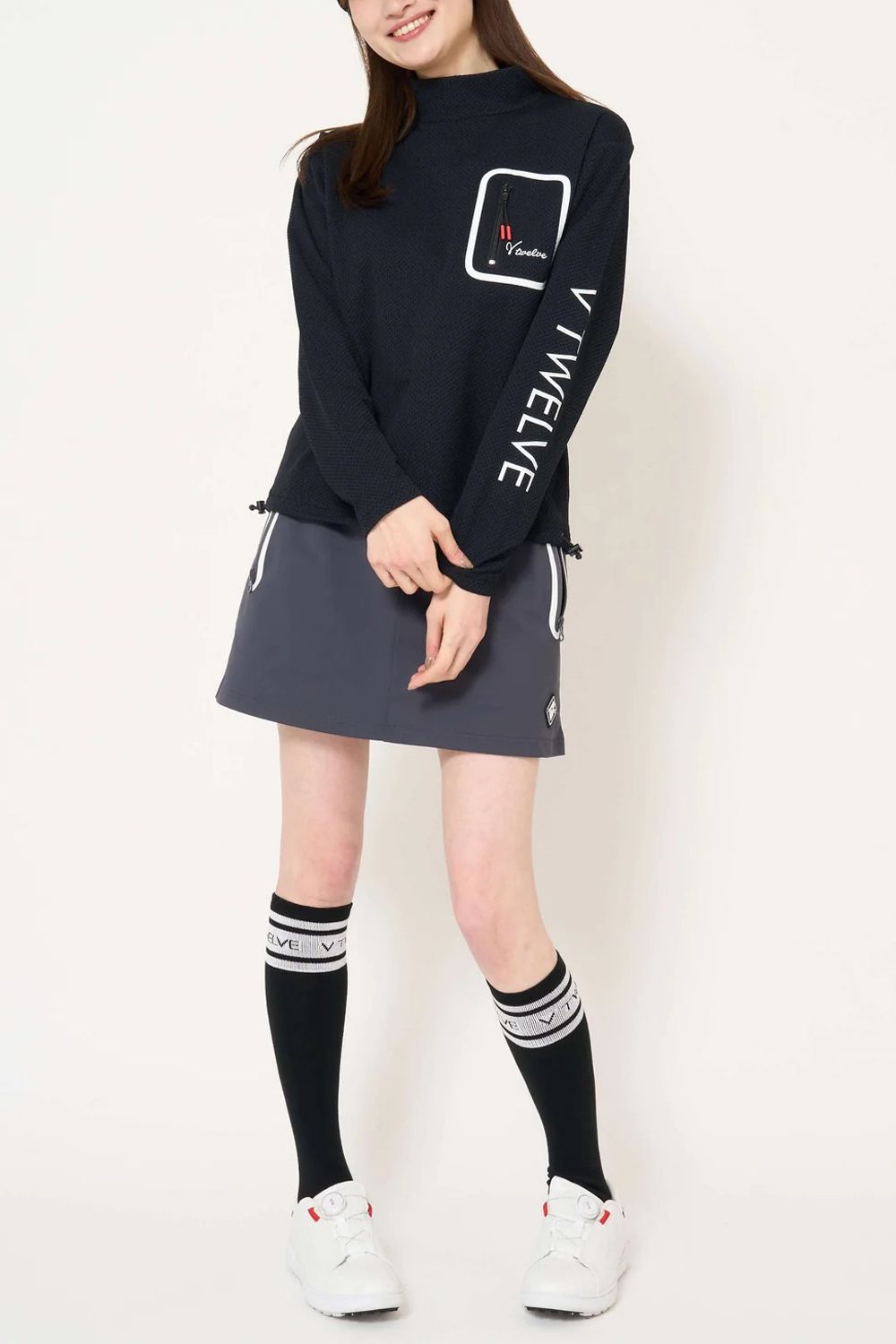 【26AW】【レディース】 SEAL RF MOCK / 胸ポケット サイドロゴ 長袖モックネックTシャツ (ブラック)