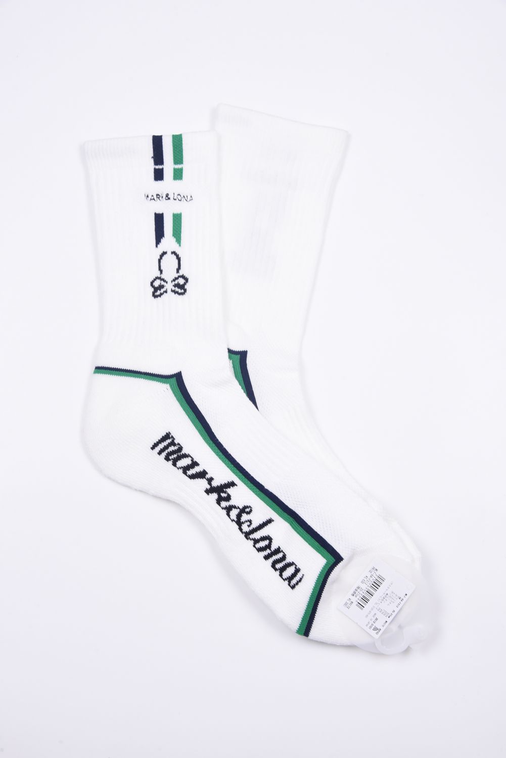 【26SS】 EMLT CUSHION CREW SOCKS / サイドライン メッシュ編み クルーソックス (ホワイト)