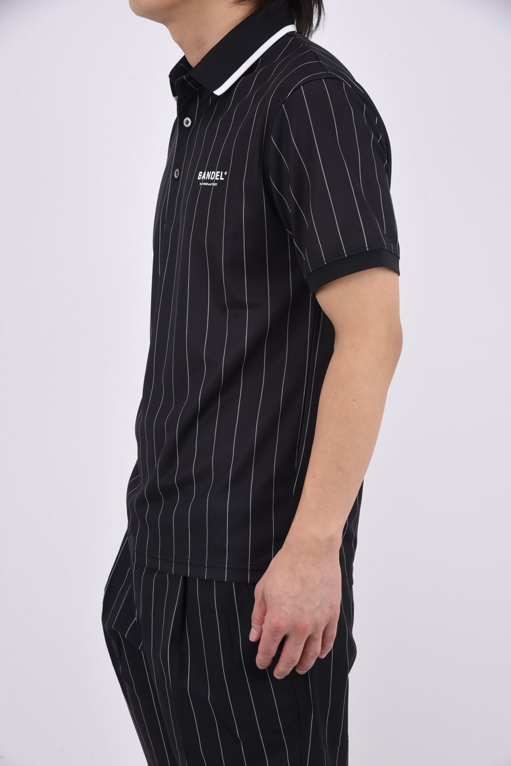 【26SS】 PINSTRIPE POLO SHIRT / ピンストライプ ポロシャツ (ブラック)