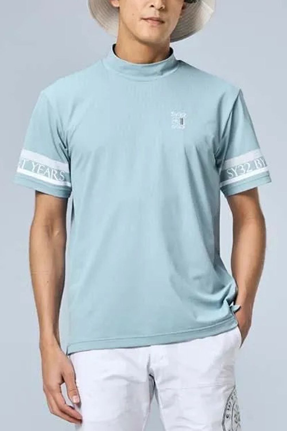 【26SS】 SLEEVE LOGO MOCK / スリーブロゴ モックネックTシャツ (サックス)