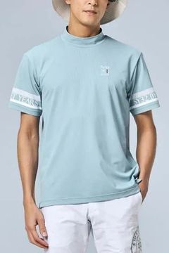 【26SS】 SLEEVE LOGO MOCK / スリーブロゴ モックネックTシャツ (サックス)