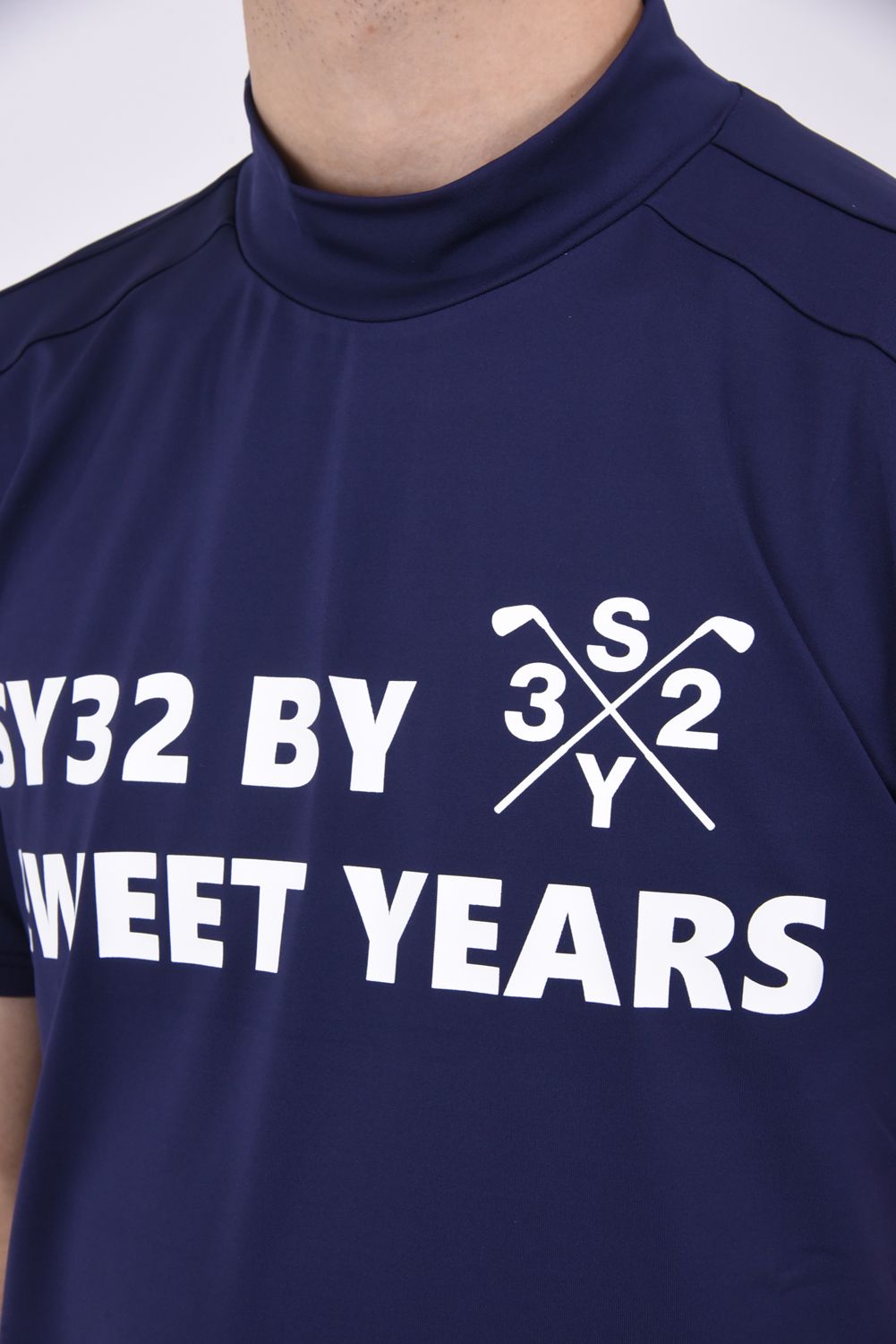 MOCKNECK SHIRTS / ブランドロゴ モックネック Tシャツ (ネイビー)