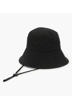 【26SS】【レディース】 WOMEN'S SEERSUCKER CORD STRAP WIDE HAT / シアサッカー コードストラップ付き バケットハット (ブラック)