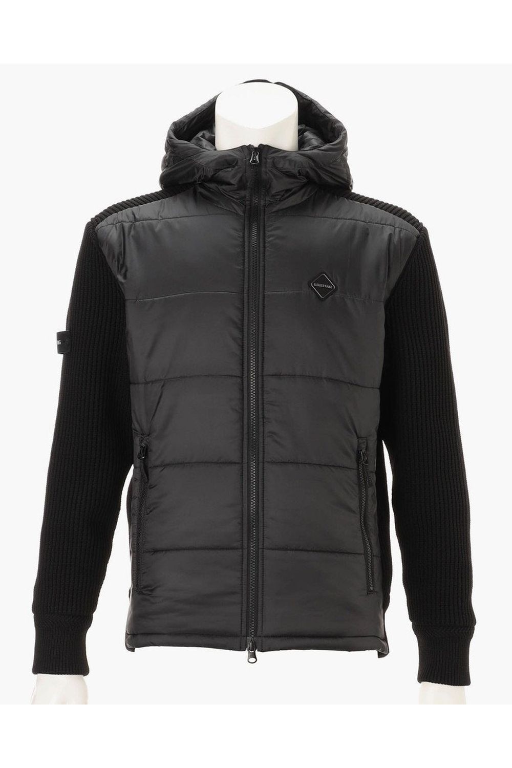 【26AW】 MEN'S WINDBLOCK RIB KNIT PARKA / 畦編みニット&キルティング ハイブリッド中綿パーカー (ブラック)