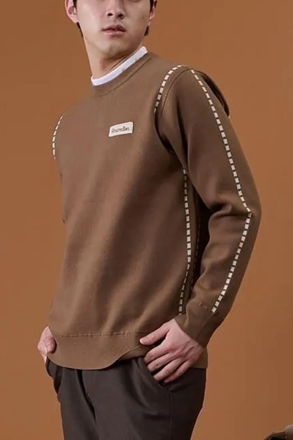 【26AW】 STITCHING LINE KNIT / ステッチングライン クルーネックニット (ブラウン)*