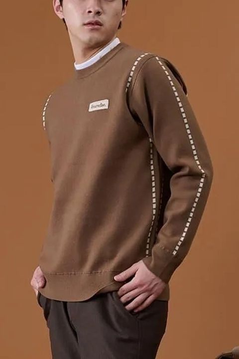 【26AW】 STITCHING LINE KNIT / ステッチングライン クルーネックニット (ブラウン)*