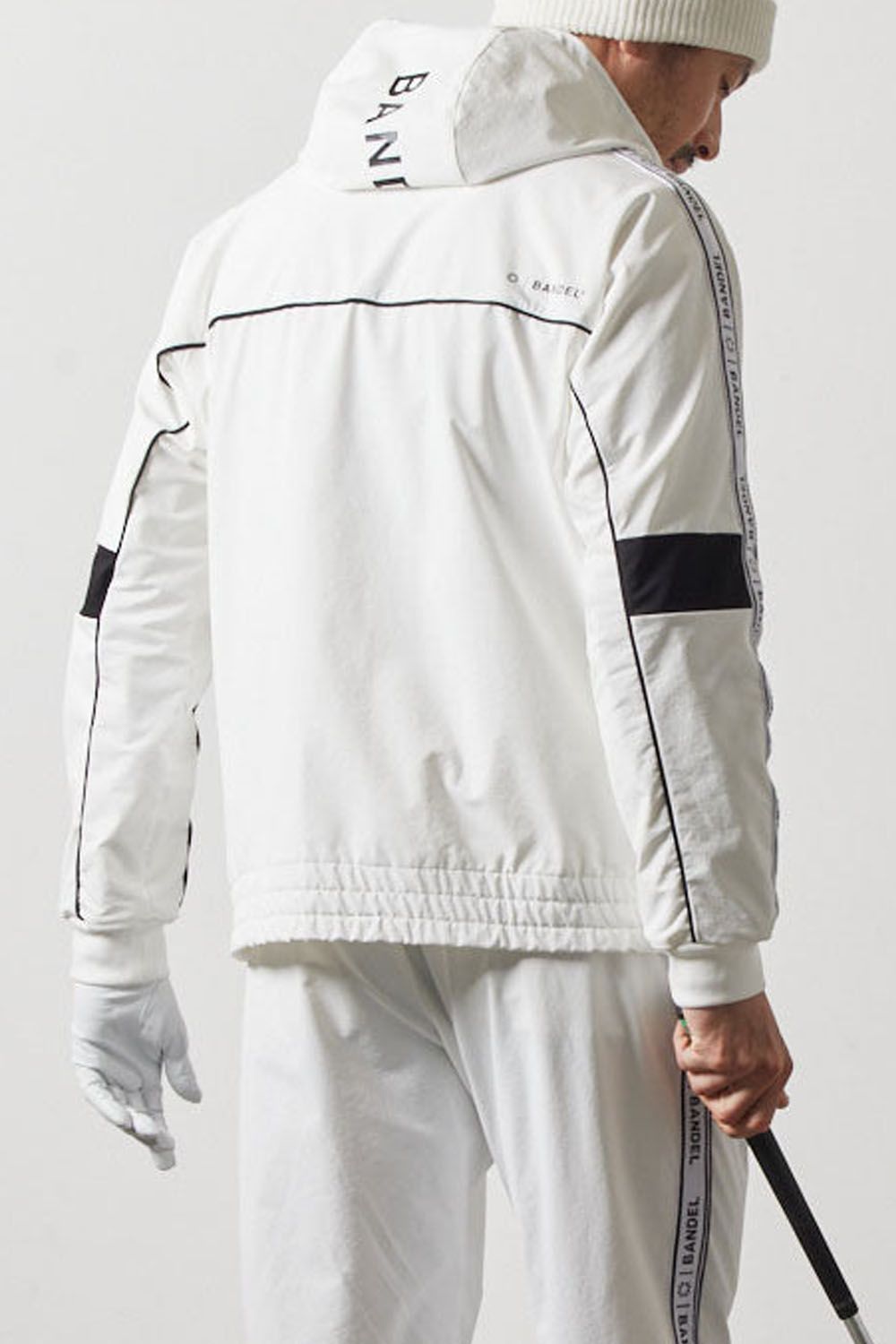 WATER REPELLENT PIPING ZIP PARKA / 4WAYストレッチ 撥水素材 ロゴテープ ジップパーカー (ホワイト)