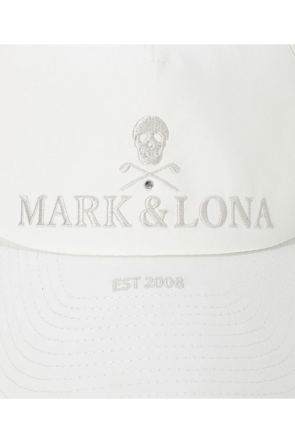 【26SS】 IRON SKULL CRYSTAL ACCENT CAP / アイアンスカル ブランドロゴ刺繍 ベースボールキャップ (アイボリー)