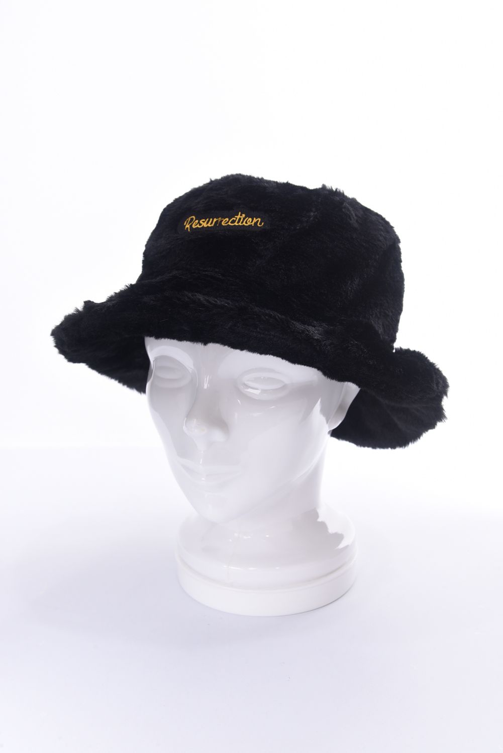 FUR BUCKET HAT / ブランド オリジナルテキスタイル ファーバケットハット（ブラック）