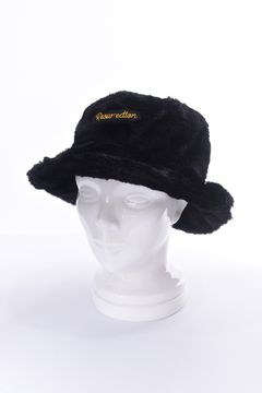 FUR BUCKET HAT / ブランド オリジナルテキスタイル ファーバケットハット（ブラック）