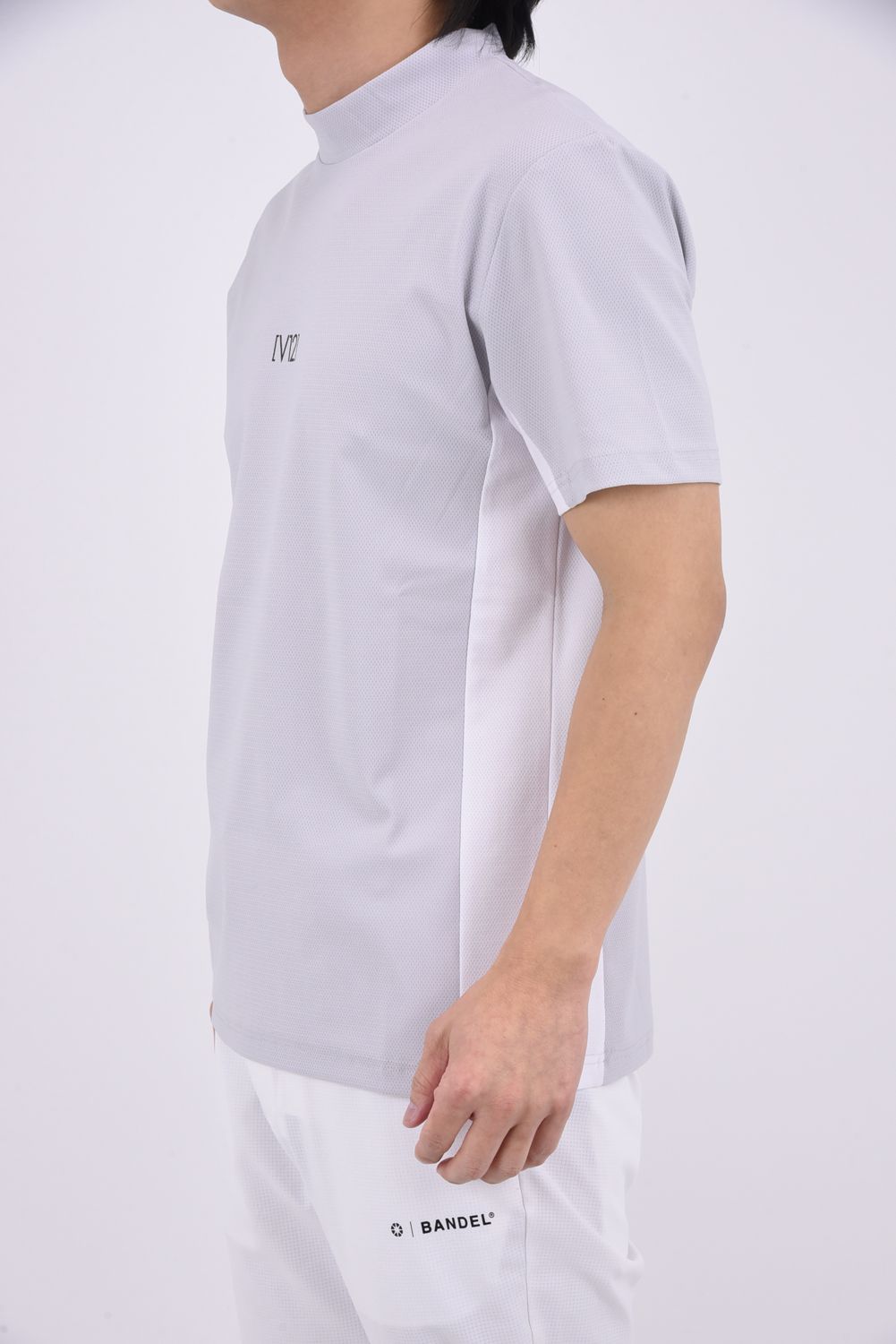 【26SS】 EXP MOCK / メッセージプリント バイカラー モックネックTシャツ (グレー)