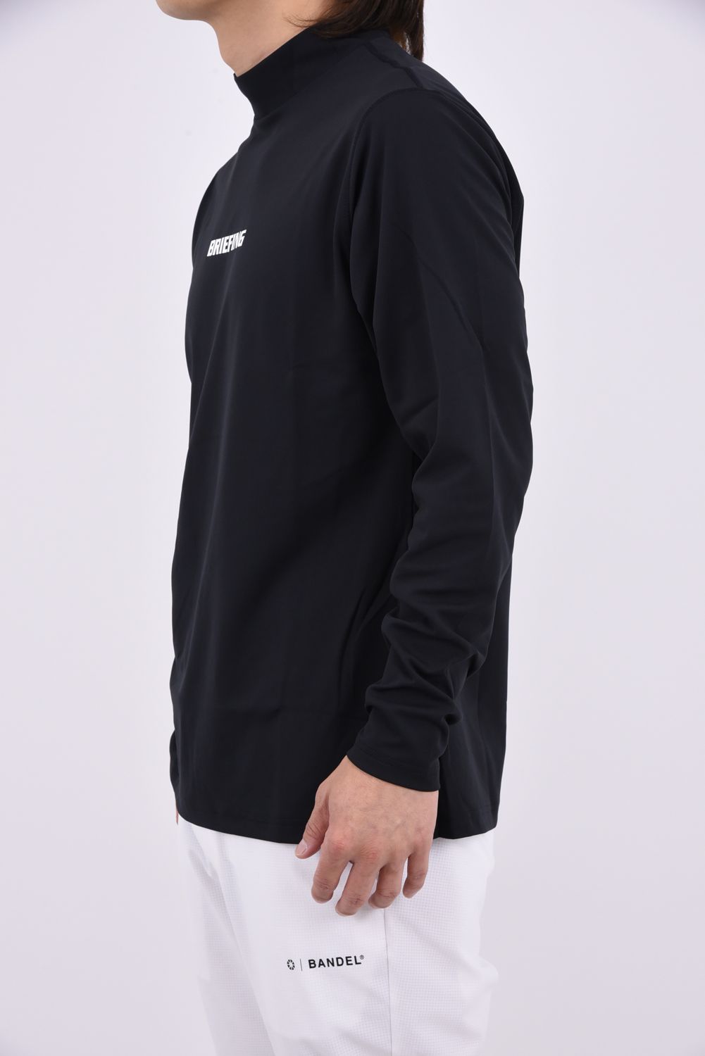 【26AW】 MEN’S TOUR LS HIGHNECK / ベーシック ブランドロゴ 長袖モックネックTシャツ (ブラック)