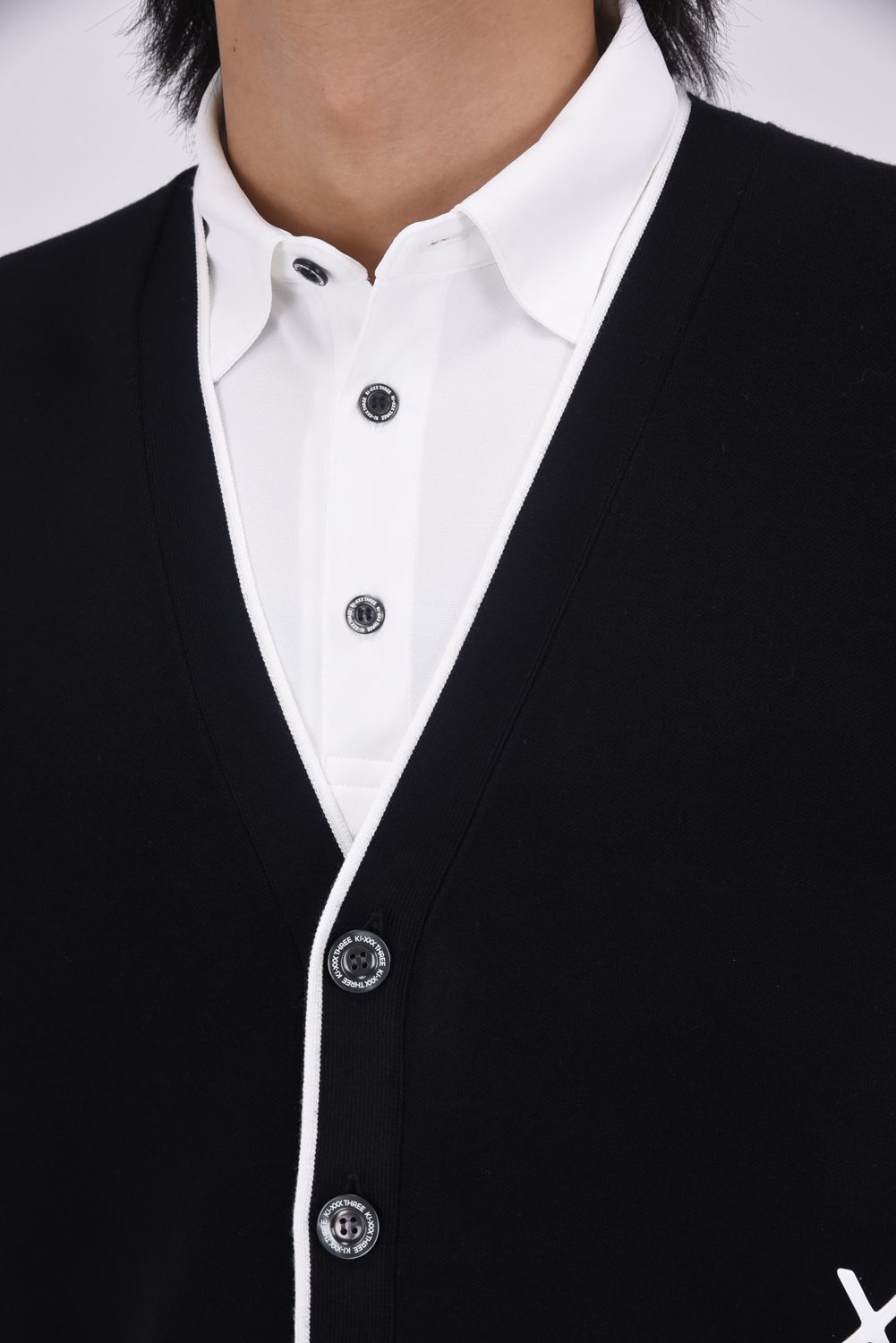 【25AW】 RIB LINE KNIT CARDIGAN / リブ ライン ニット カーディガン (ブラック)