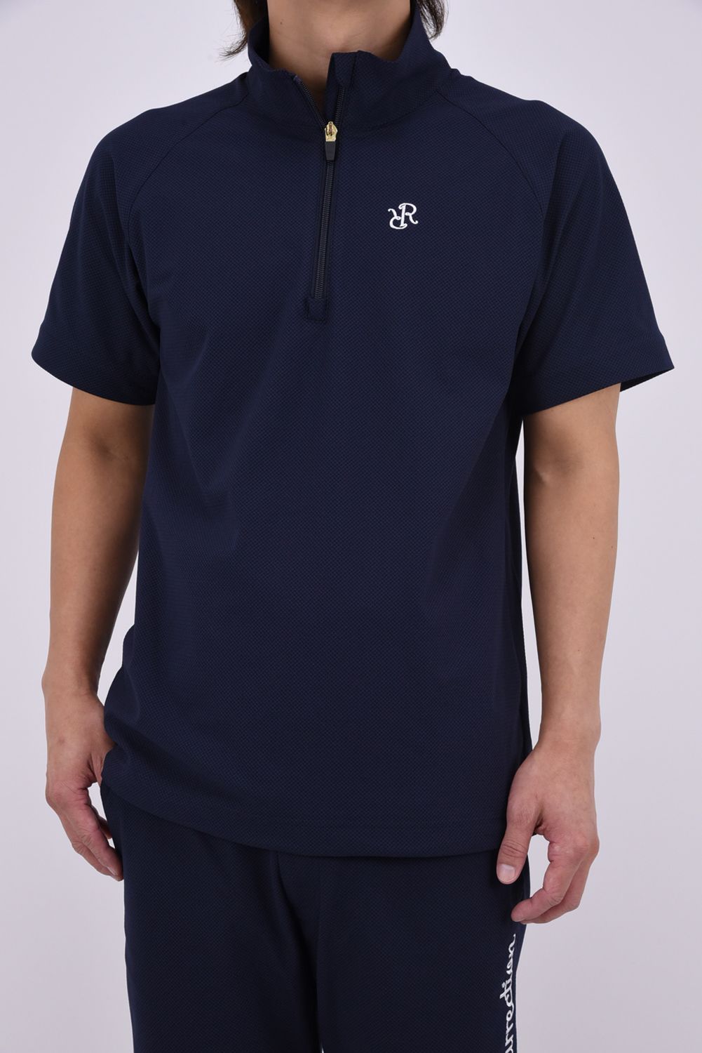 【26AW】 MENS DETACHABLE HALF ZIP SHIRT / ワッフル生地 スリーブデタッチャブル 2WAYハーフジップシャツ (ネイビー)*