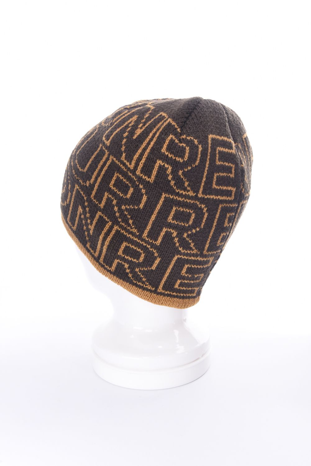 LOGO MONOGRAM KNIT CAP / ロゴモノグラム ビーニー ニットキャップ (ブラウン×キャメル)