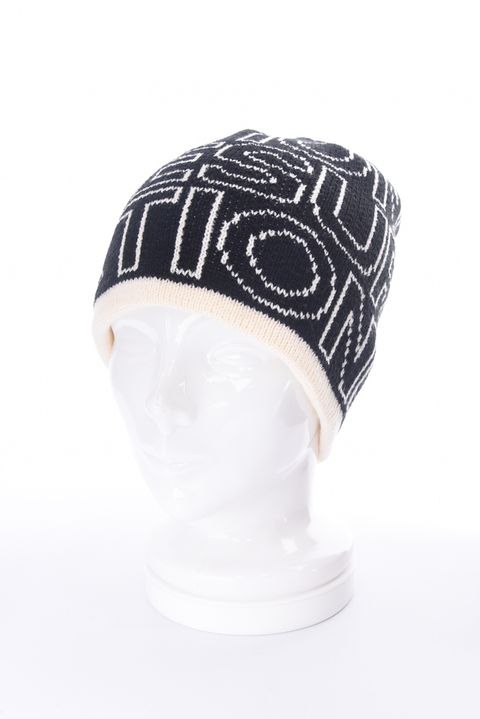 LOGO MONOGRAM KNIT CAP / ロゴモノグラム ビーニー ニットキャップ (ブラック×オフホワイト)