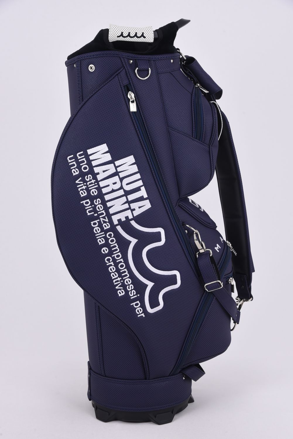 【26SS】【銀行振込・代金引換不可】【返品・交換不可】 CADDY BAG & HEAD COVER / パンチングエシカルレザー カートタイプ キャディバッグ&ヘッドカバーセット (ネイビー)