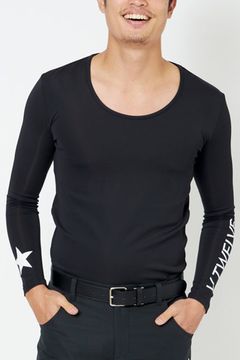【期間限定ポイント10倍】U NECK / ブランドロゴ ロングスリーブ Uネックインナー (ブラック)