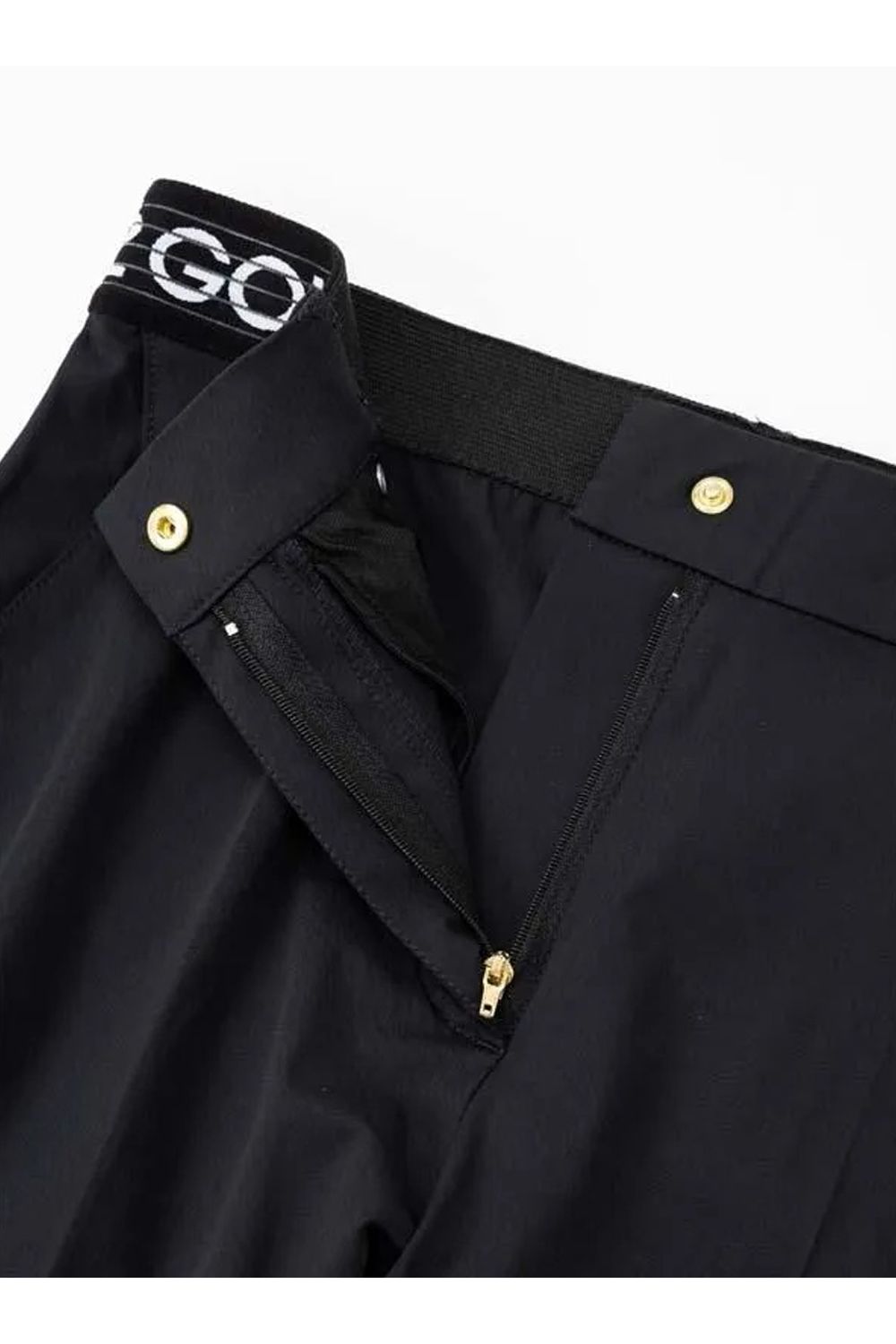 【26SS】【レディース】 MINI HERRINFBONE LONG PANTS / ミニヘリンボーン柄 ウエストゴムベルト ロングパンツ (ブラック)*