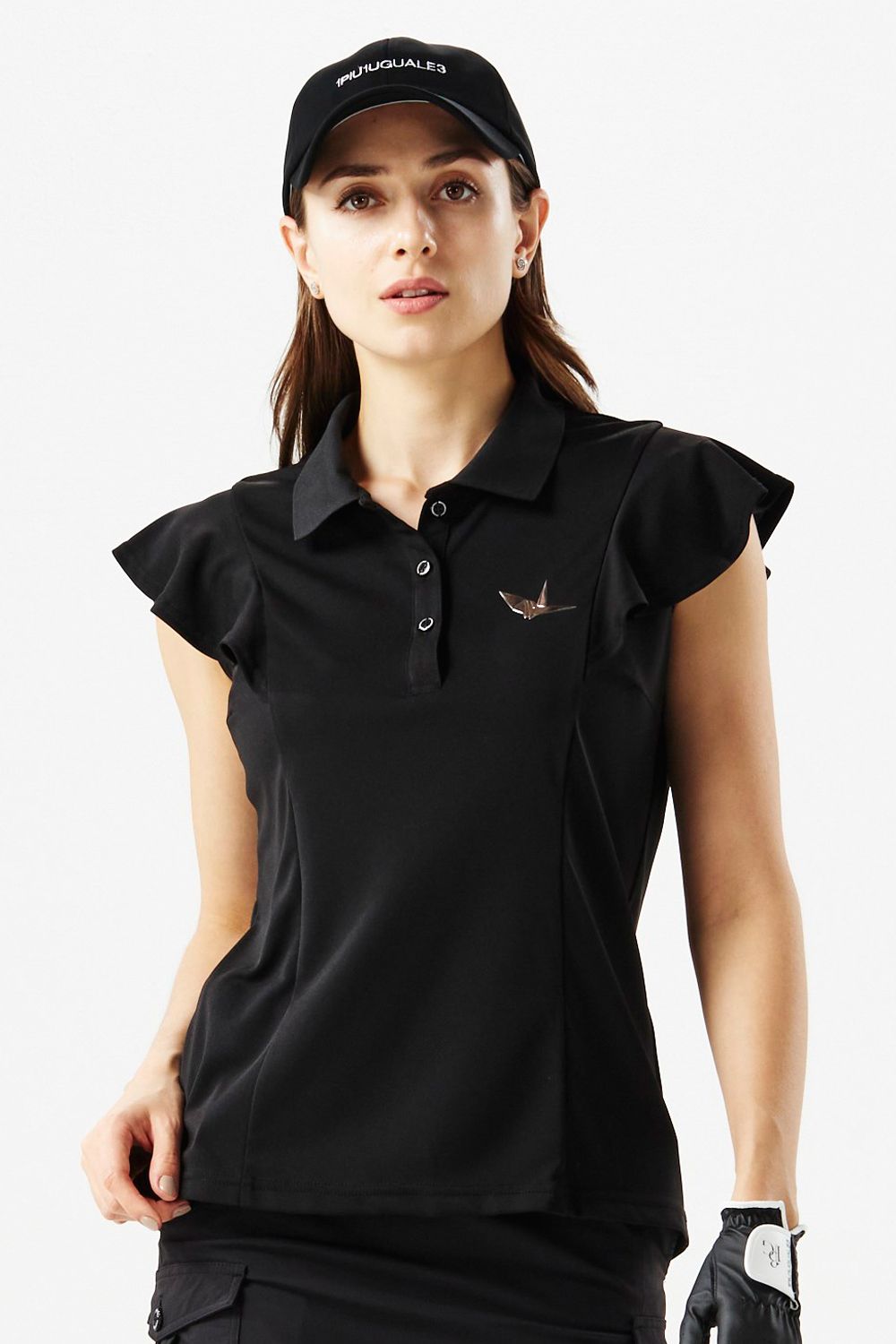 【MID SUMMER COLLECTION】 【レディース】 FRILL POLO / アイコンロゴ フリル ポロシャツ (ブラック)