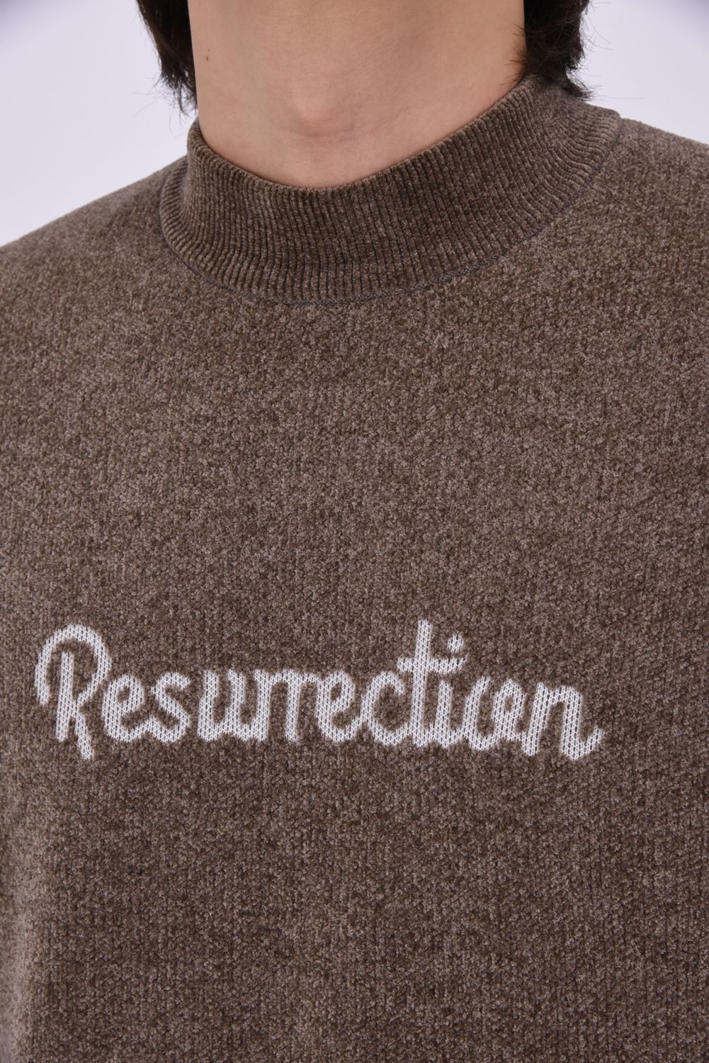 【26AW】 AIRSHUT MOLE YARN HIGH NECK KNIT / モールヤーン 防風裏地 ハイネックニット (ブラウン)*