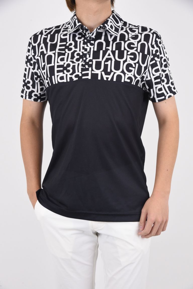 1piu1uguale3 Golf Color Scheme S S Polo ブランドロゴ ポロシャツ ブラック Gossip Golf
