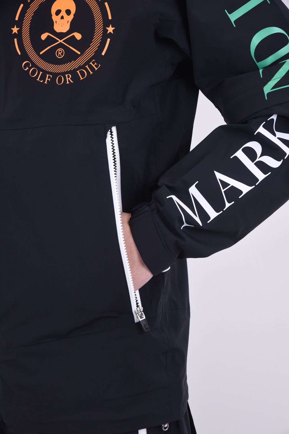AXIS 3LAYER SYSTEM JACKET / ブランドロゴプリント サークルスカル レインジャケット ブラック - 44(S)