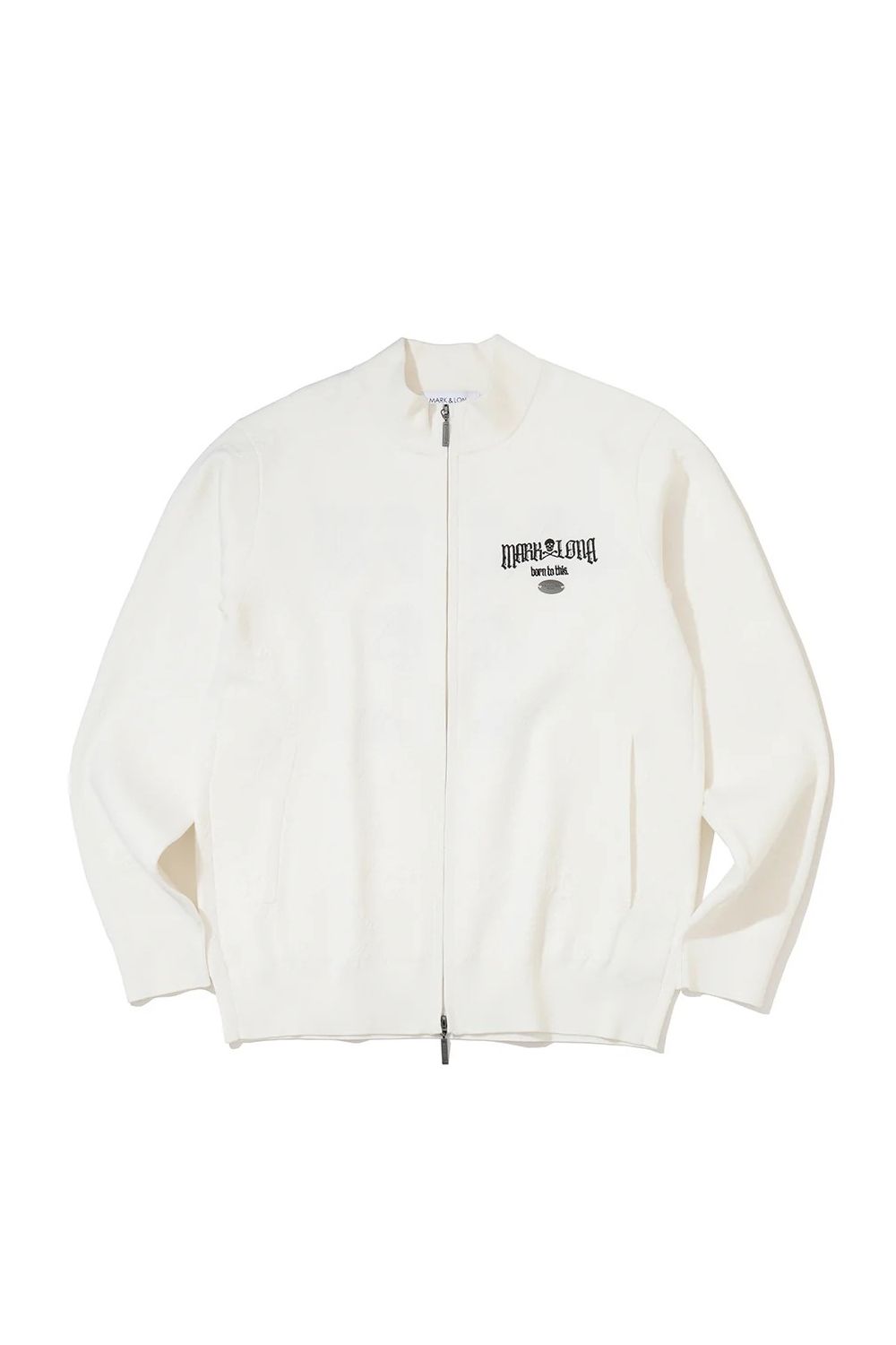 【26AW】 FRACTUR MONOGRAM KNIT JACKET / ブランドロゴ&レターグラフィック刺繍 フルジップニットジャケット (ホワイト)
