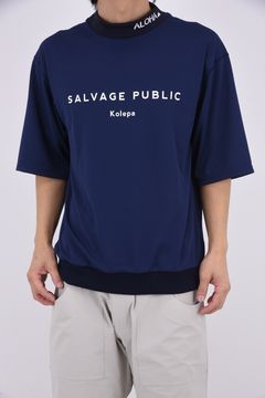 【26SS】 JQ Ribbed Mockneck S/S(EXELLENCE) / ブランドロゴ 裾リブ ハーフスリーブ モックネックTシャツ (ネイビー)