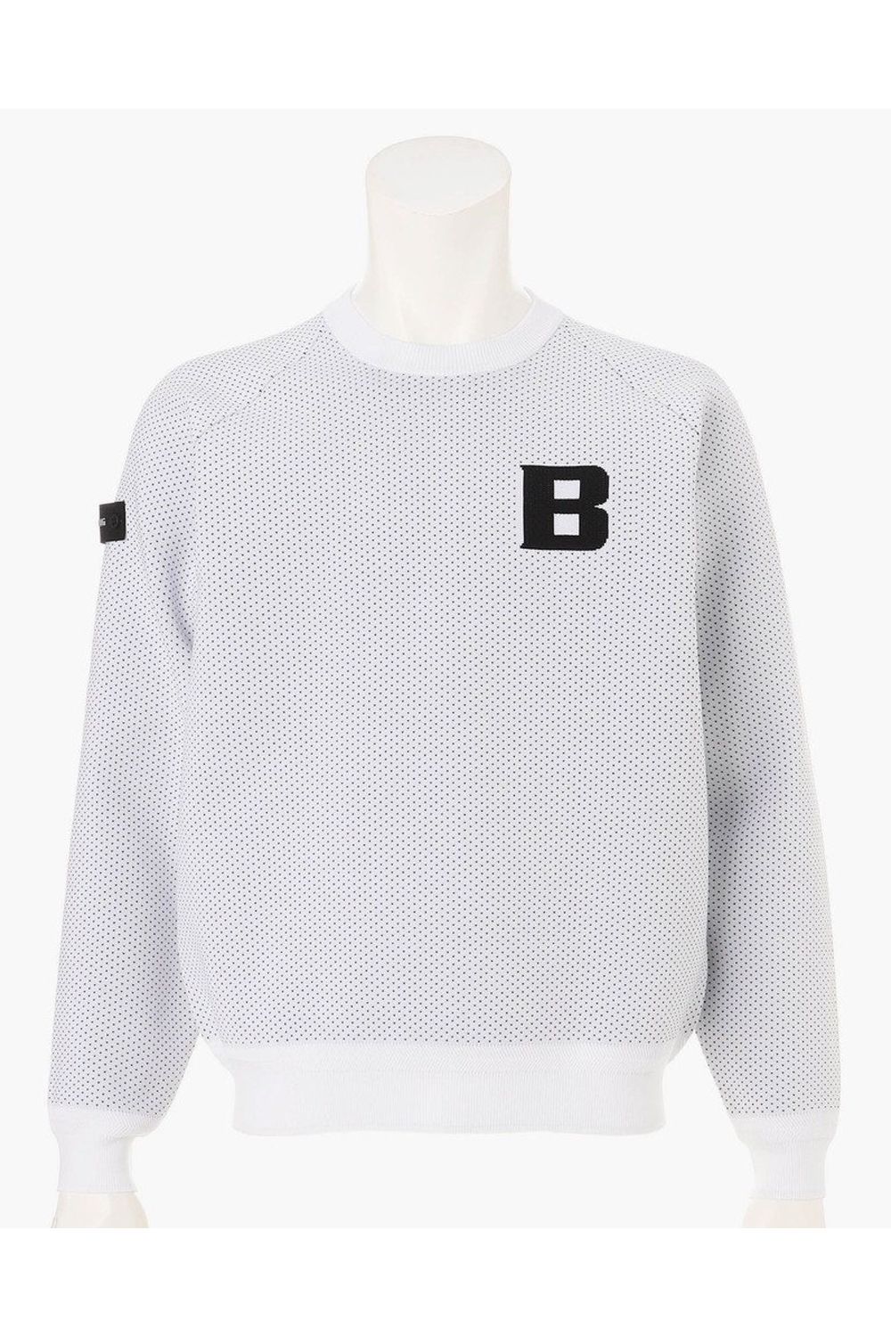 【26AW】 MEN’S BIRDS EYE KNIT CREWNECK / バーズアイパターン ブランドロゴ クルーネックニット (ホワイト)