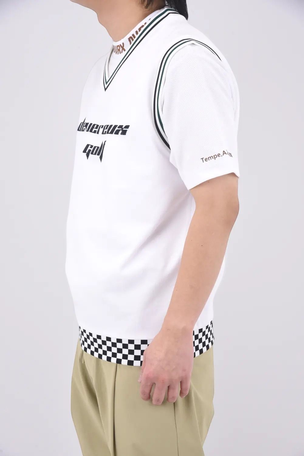 BORN TO GOLF CHECKER RIB KNIT VEST / チェッカーリブ ニットベスト (ホワイト)