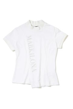 【26SS】【CODE COLLECTION】【レディース】 ATMT / アシンメトリーデザイン ブランドロゴ モックネックTシャツ (ホワイト)