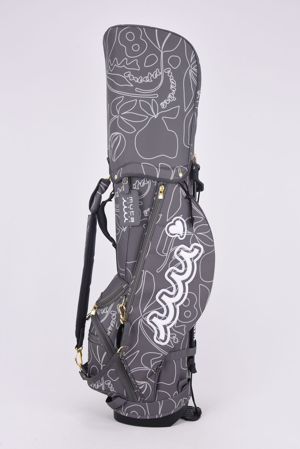 【銀行振込・代金引換不可】【返品・交換不可】 CADDY BAG & COVER / ボタニカル柄 キャディバッグ&ヘッドカバーセット (グレー)