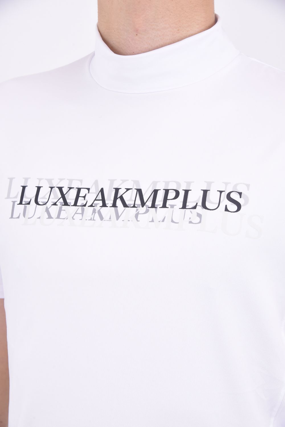 CONTINUOUS PATTERN MOCK NECK T-SHIRTS / コンティニュアス ロゴ モックネック Tシャツ (ホワイト)