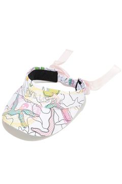 【26SS】【レディース】 AXON CAMO WIDE BRIM VISOR / カモフラージュプリント ラインストーンロゴ つば広リボンサンバイザー (ホワイト)