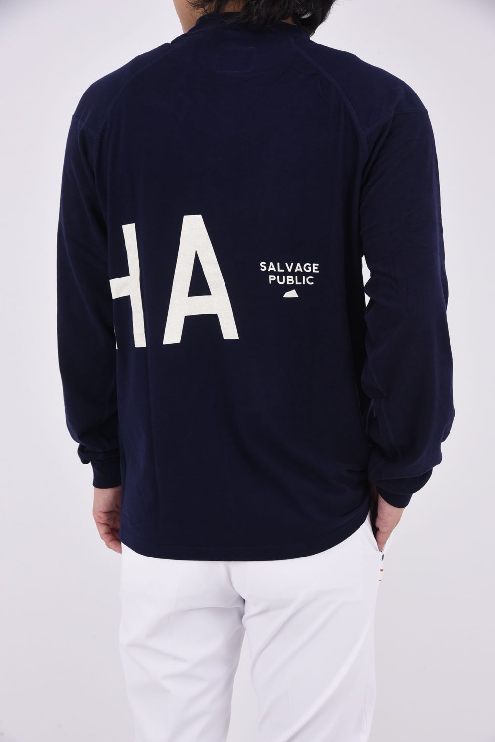 Honu Mockneck L/S (BIG ALOHA) / アロハ プリント ロングスリーブ モックネックシャツ (ネイビー)