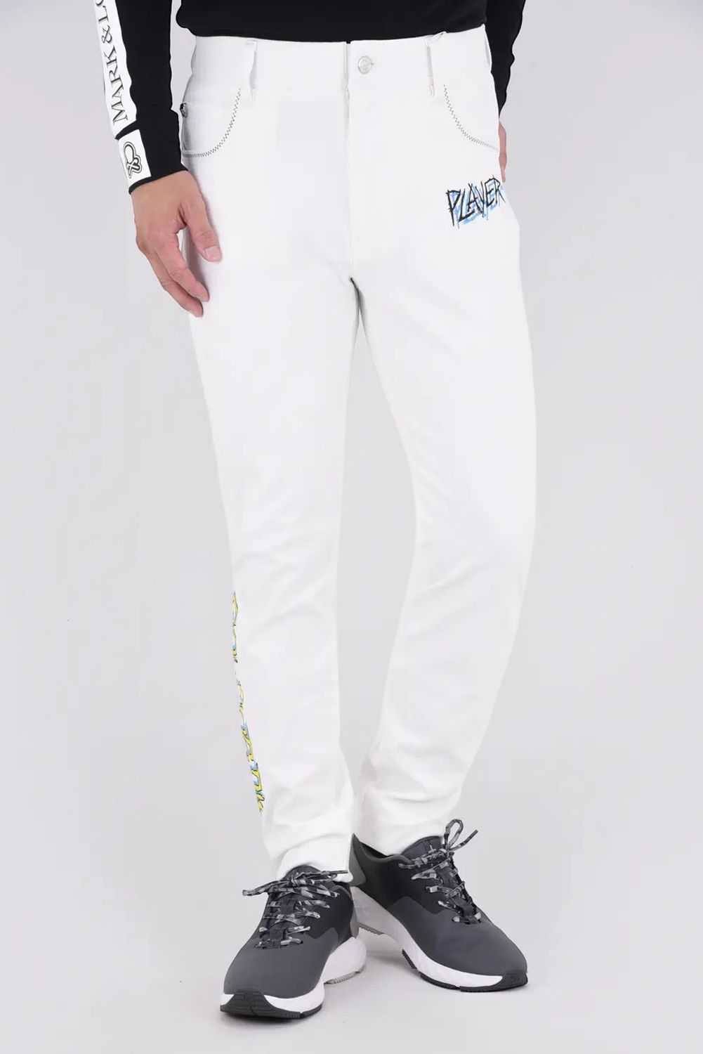 SLASH 4WAY STRETCH PANTS / ロゴ刺繍 5PKロングパンツ (ホワイト)