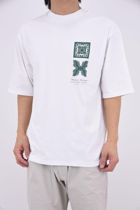 【26SS】 SURF Mockneck S/S(Nalu＆Turf) / NALU＆TURFプリント モックネックTシャツ (ホワイト)