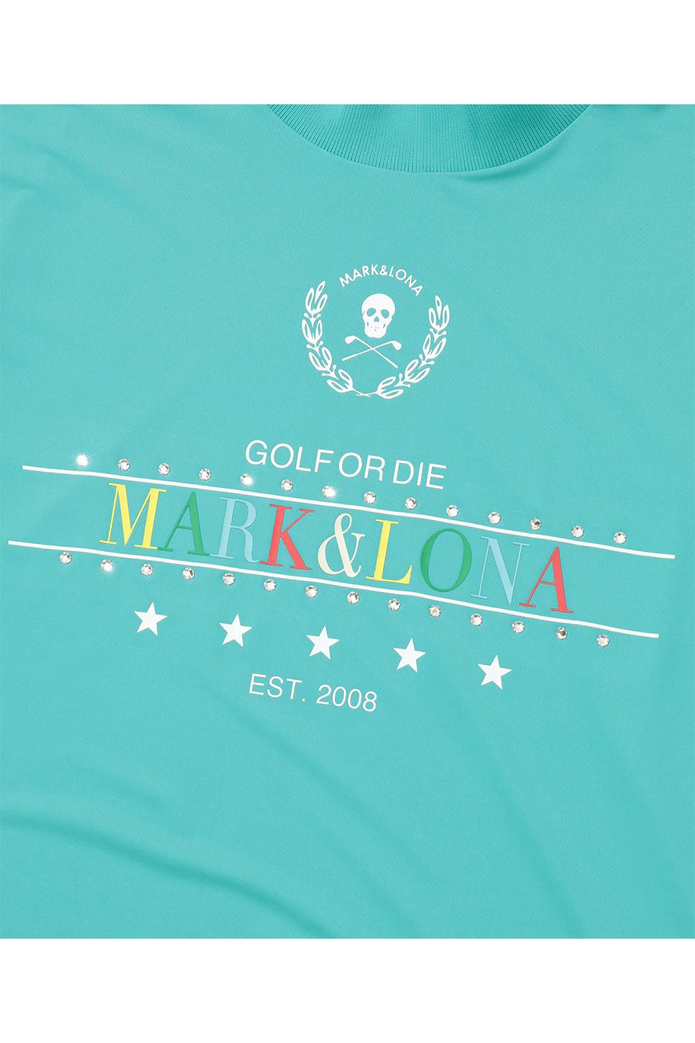 【26SS】【レディース】 MIRAGE CRYSTAL MOCK TEE / カラフルロゴプリント スワロフスキー モックネックTシャツ (ミント)