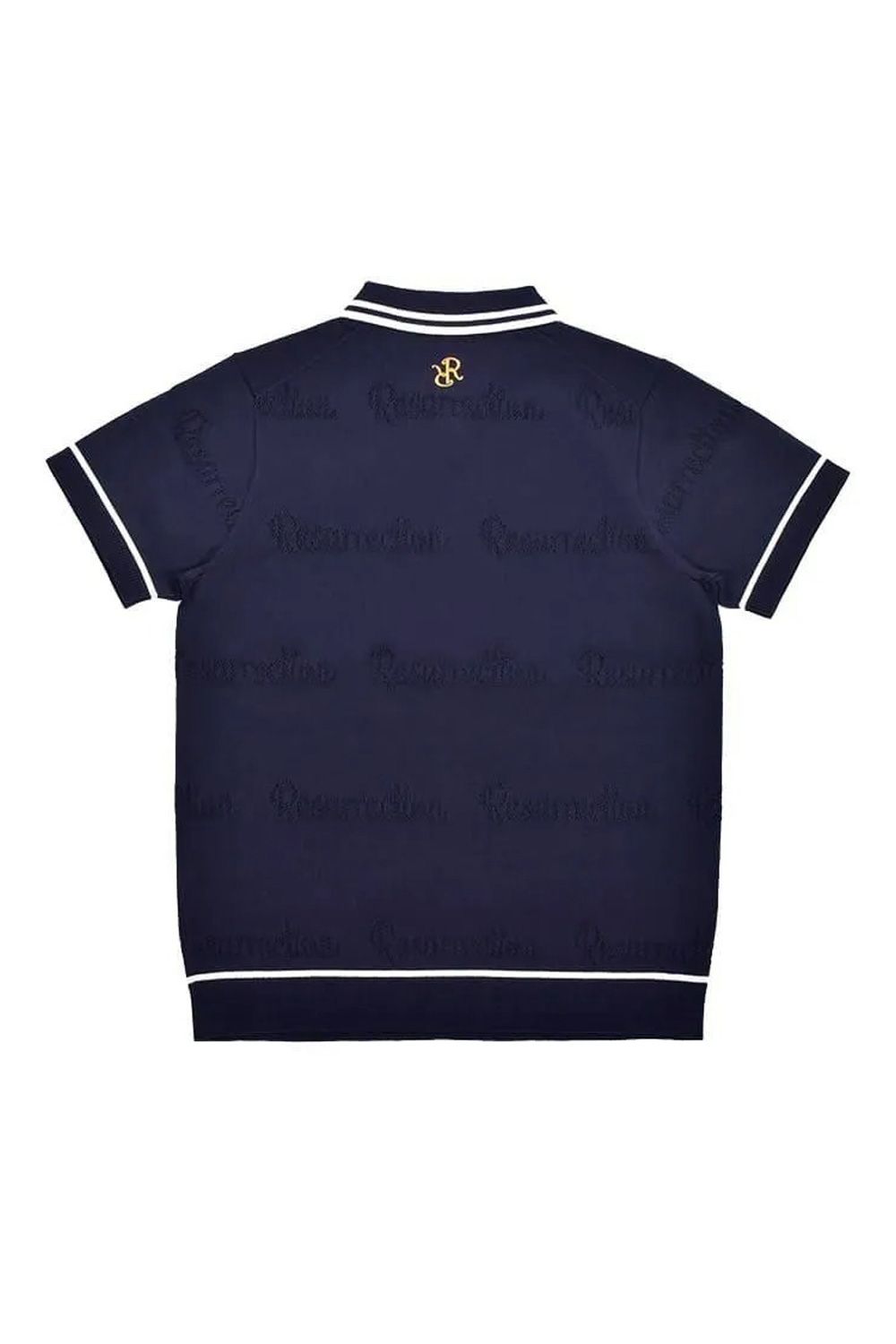 【26SS】【レディース】 MESH LOGO KNIT POLO / メッシュ編み ライン ニットポロシャツ (ネイビー)*