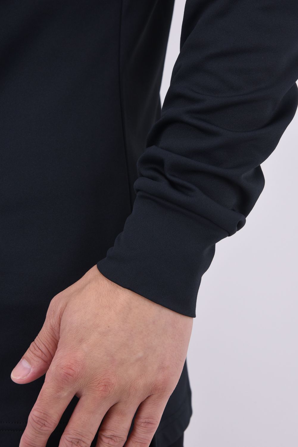 JACQUARD RIB L/S MOC SHIRTS / ロゴジャカード ロングスリーブ モックネックシャツ (ブラック)