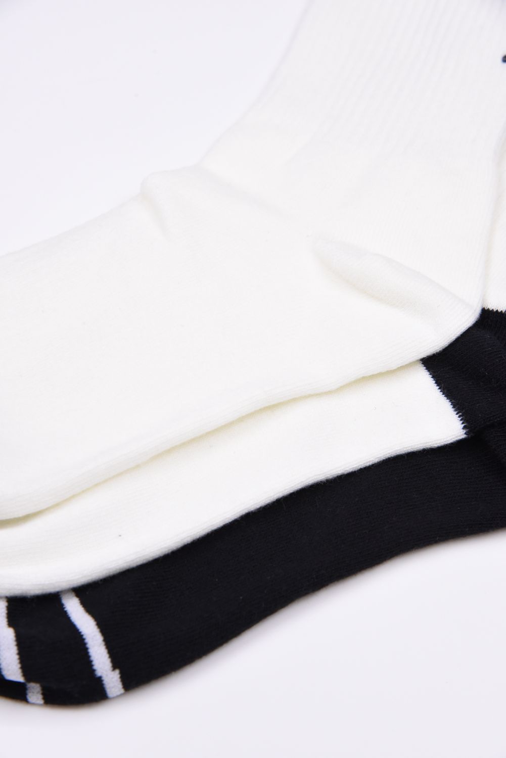 【26AW】【プレゼント好適品】 3PACK CREW SOCKS / 3枚セット ブランドロゴ クルーソックス (ホワイト/ブラック)