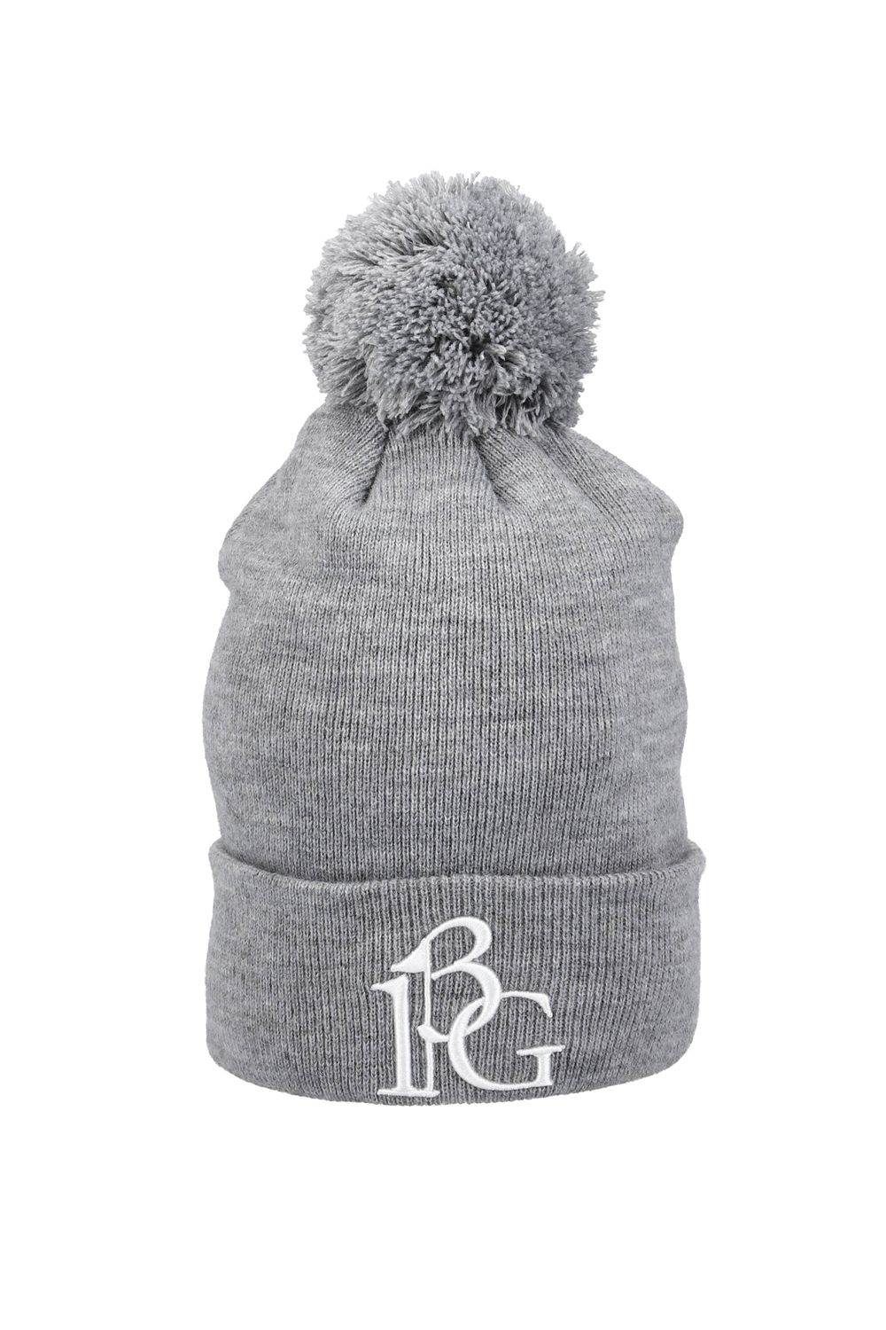 POM POM BEANIE FLEX / 113Gロゴ刺繍 ニットビーニー (グレー)